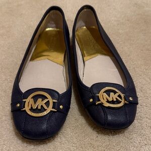 Michael Kors Dark Blue Flats with Gold Logo